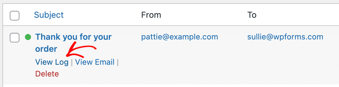 Viewing a log for a WooCommerce email