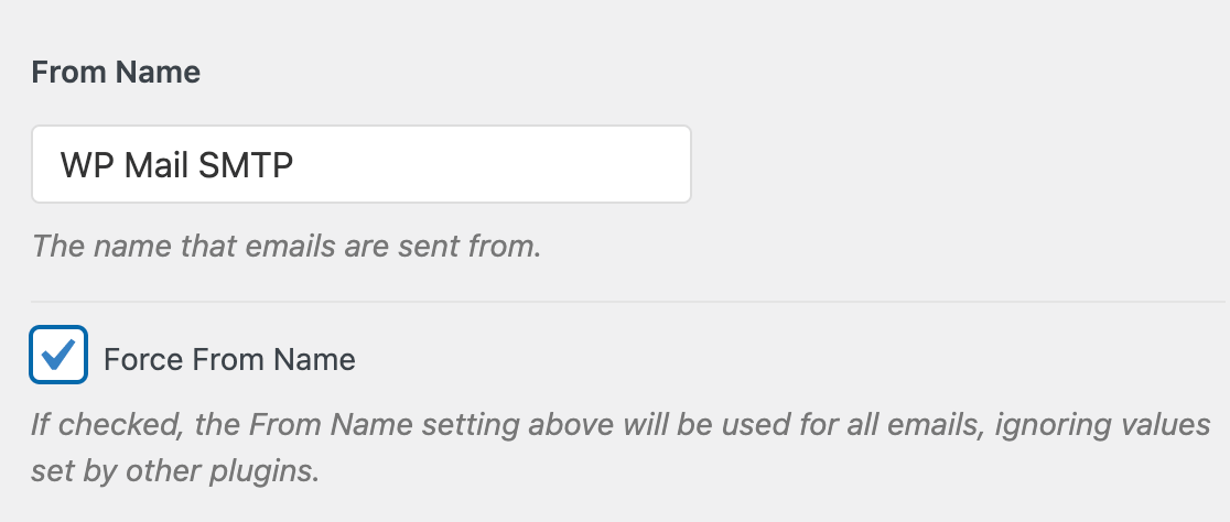 Adding and forcing a From Name in the WP Mail SMTP settings