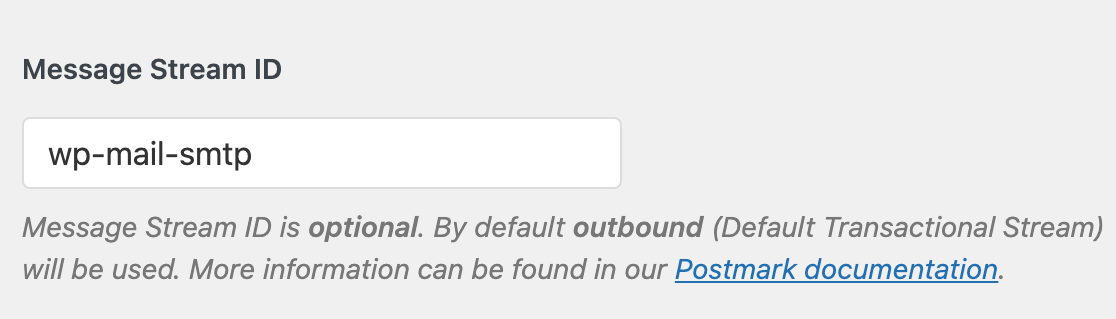 Adding a Postmark Message Stream ID to the WP Mail SMTP settings