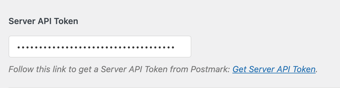 Entering the Postmark Server API Token in the WP Mail SMTP settings