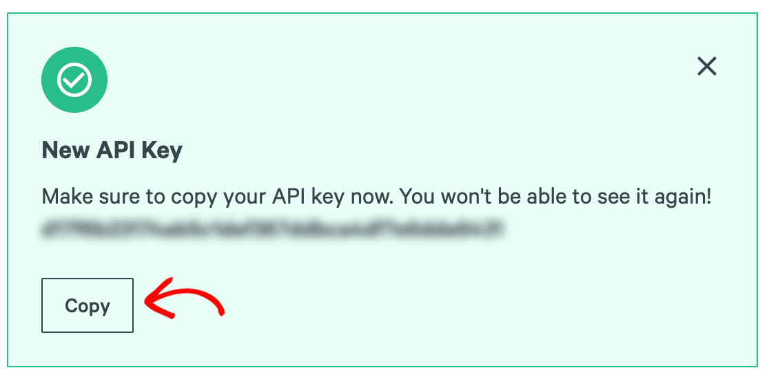 Copying a SparkPost API key