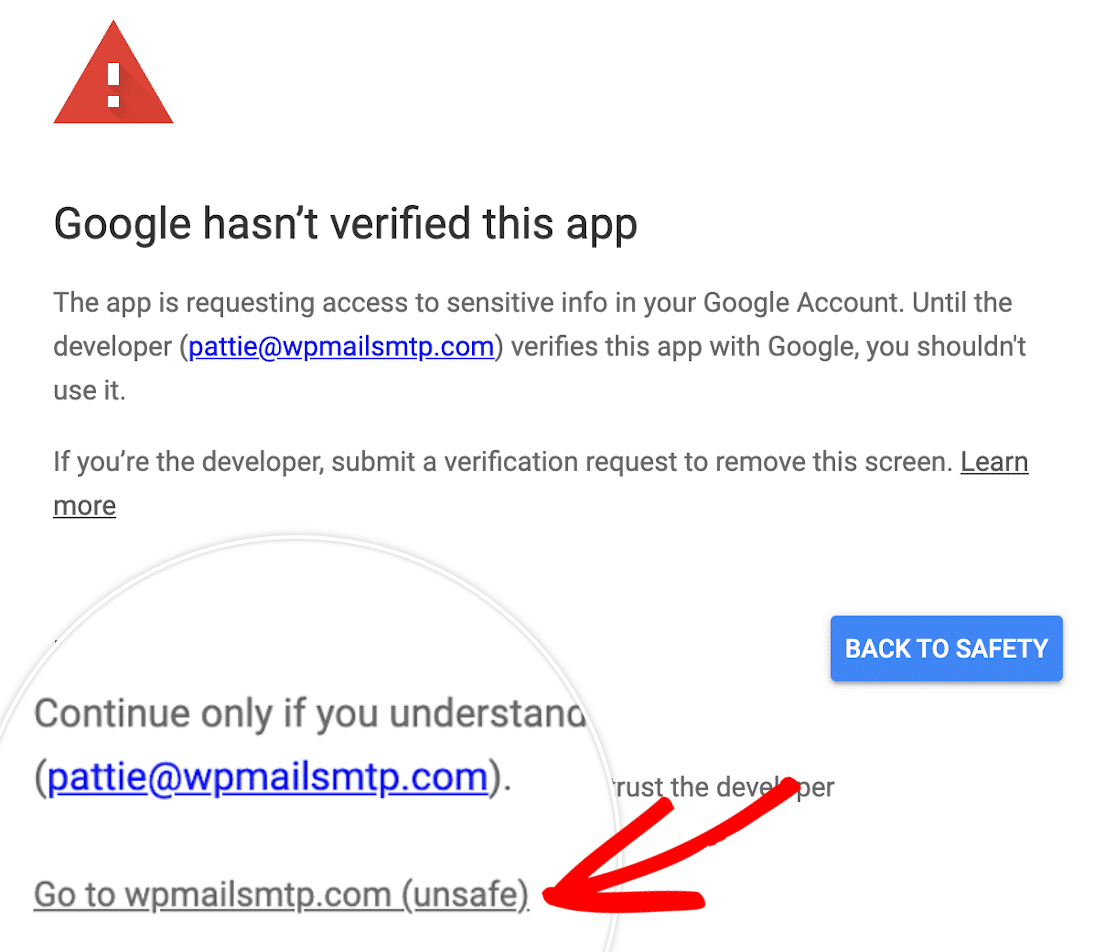 Gmail OAuth show advanced