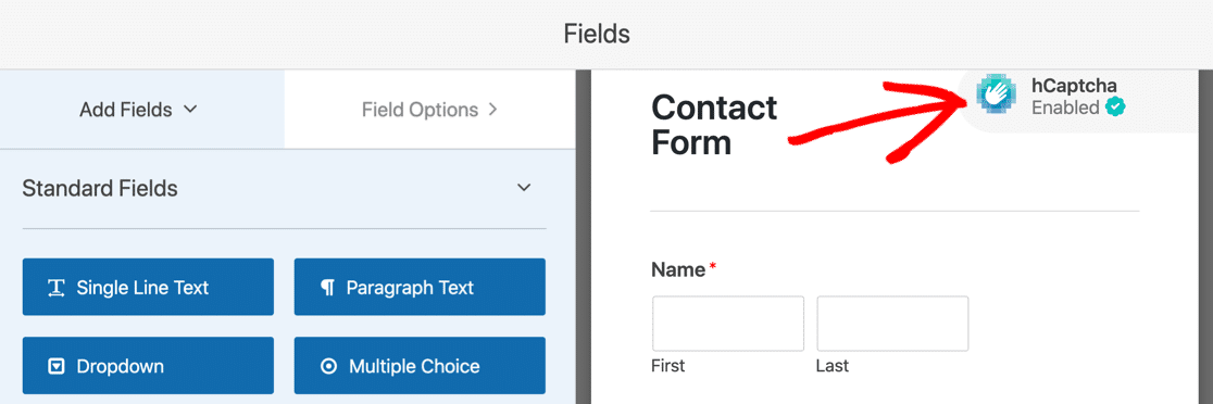 hCaptcha on WordPress form