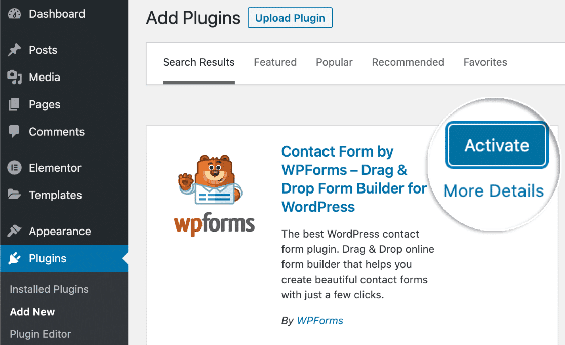 Activate WPForms