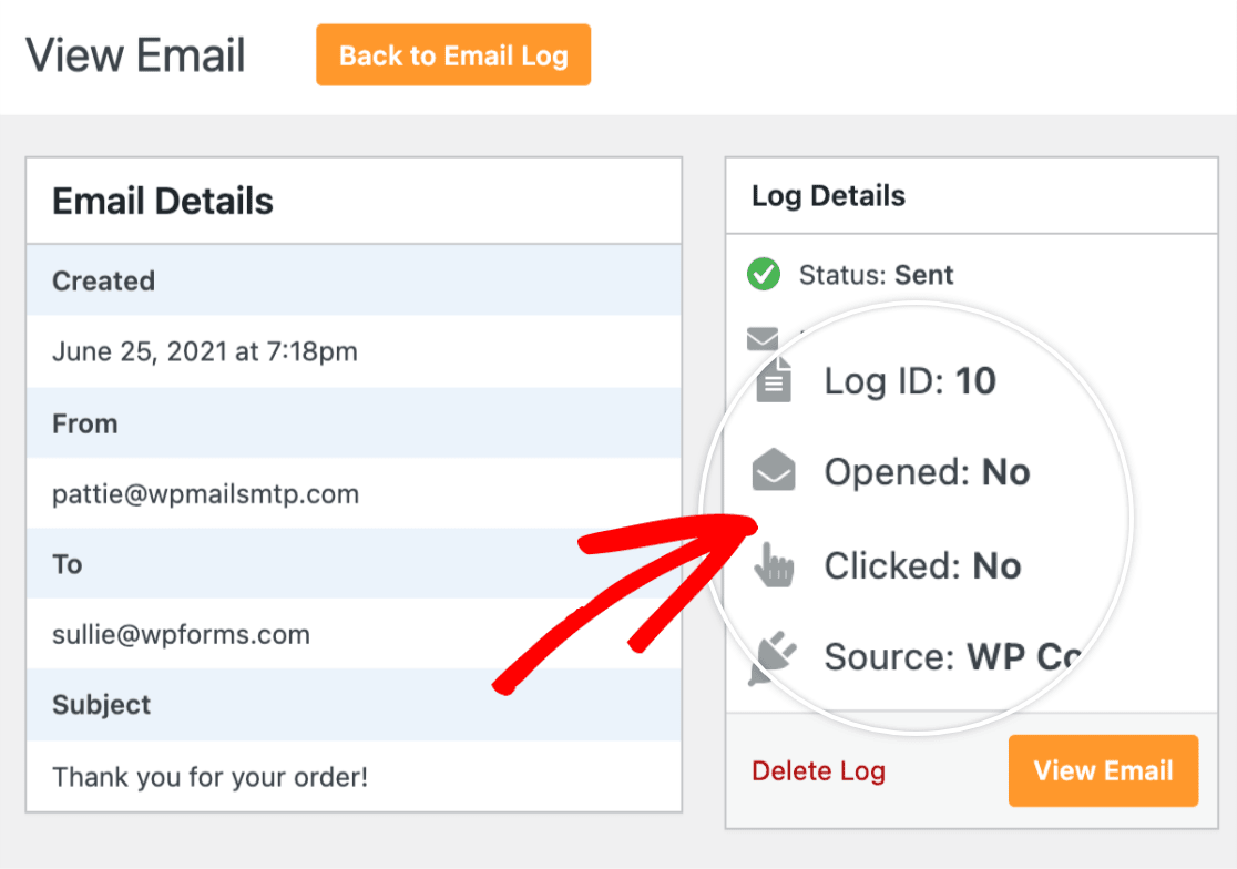 Email log details