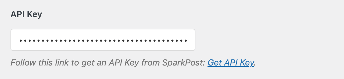 Pasting a SparkPost API key in the WP Mail SMTP settings