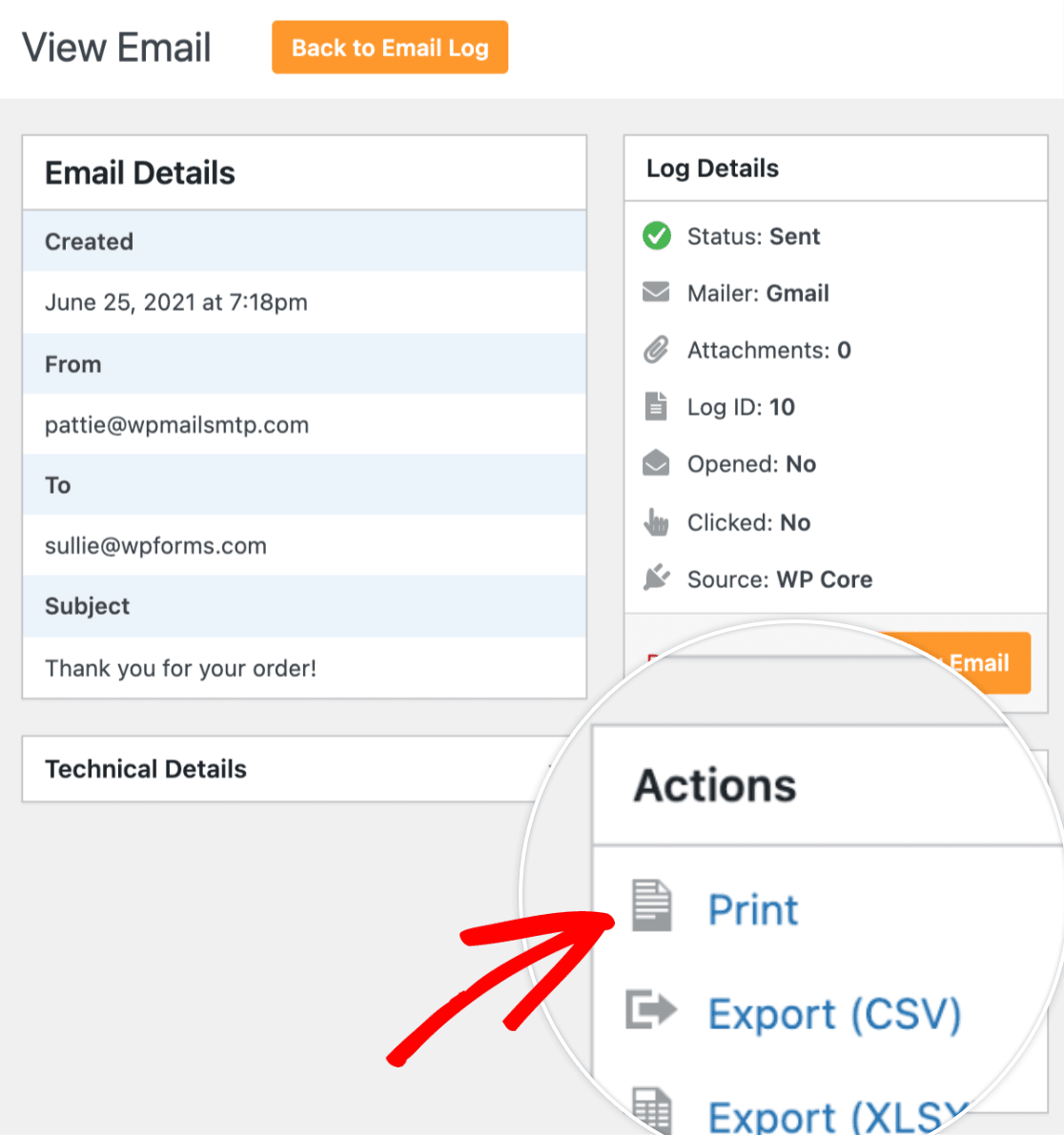 Print email logs