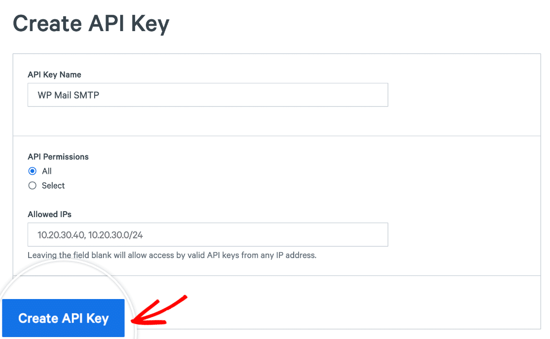 Naming your SparkPost API Key