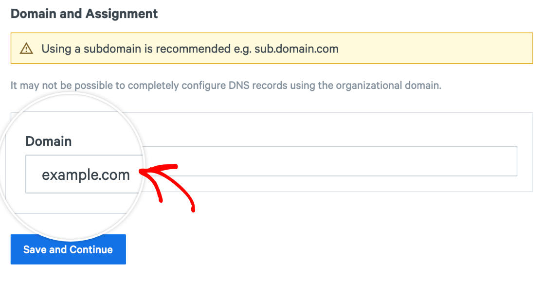 Entering your sending domain to add it to your SparkPost account