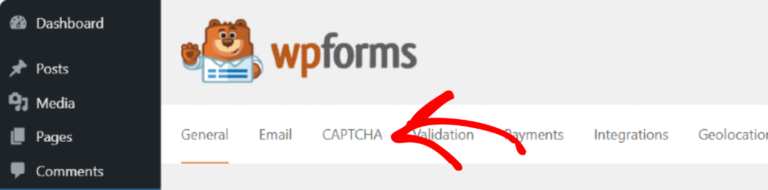 WPForms CAPTCHA settings