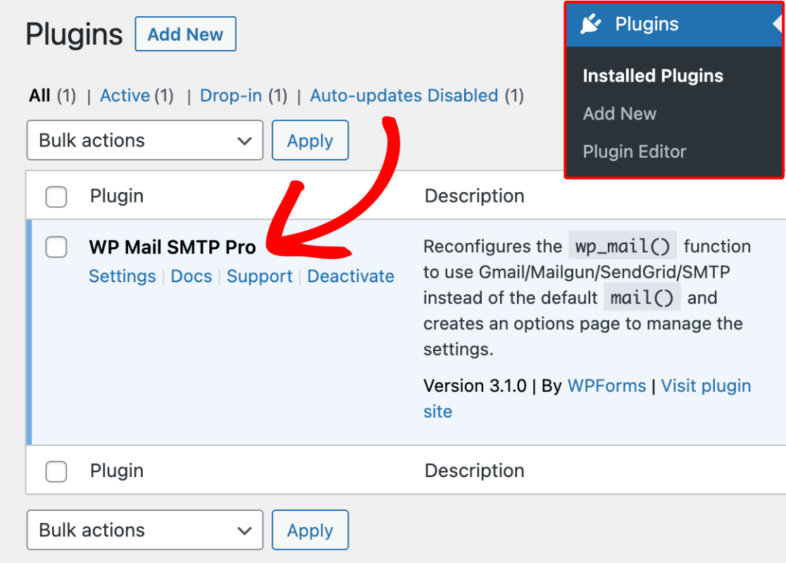WP Mail SMTP plugin installed