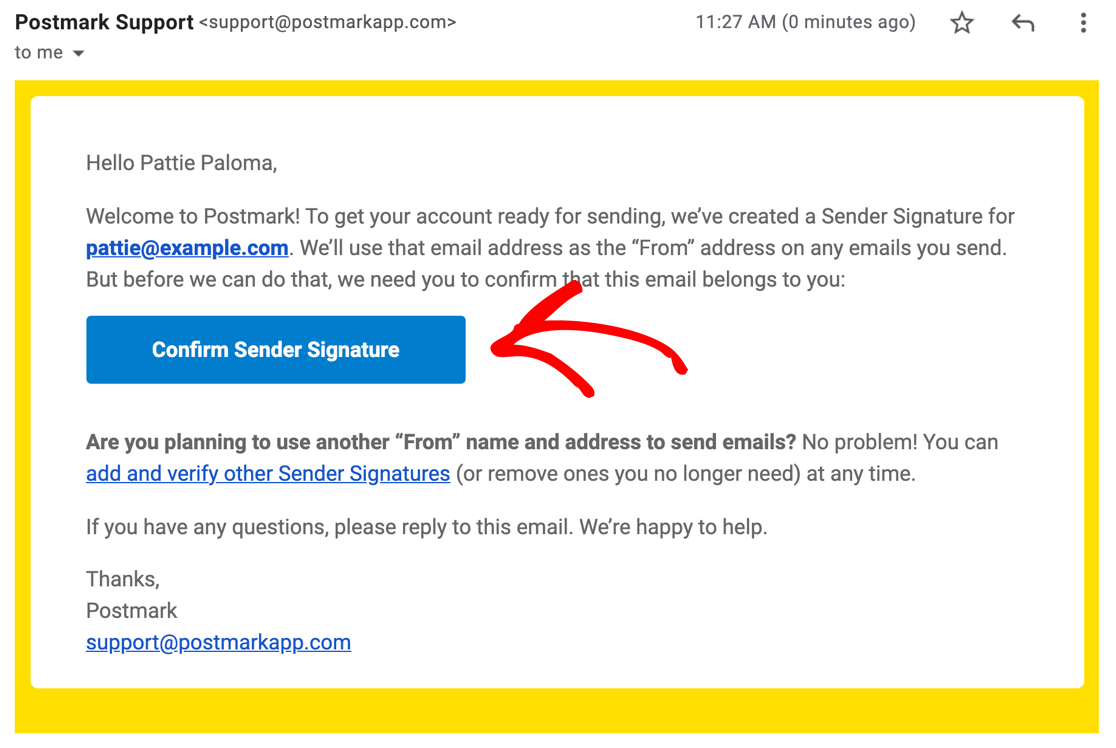 Confirm the Sender Signature in Postmark