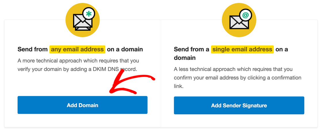 Add a new domain in Postmark