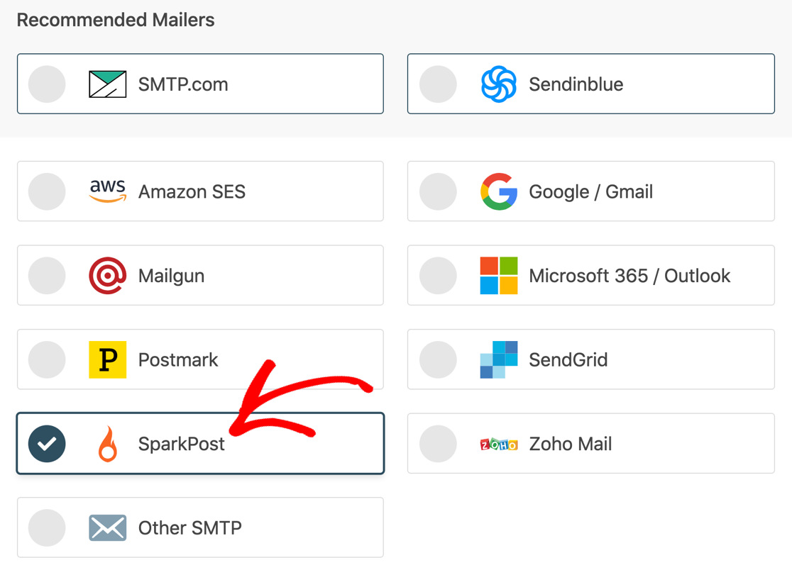 SparkPost in WP Mail SMTP Setup Wizard