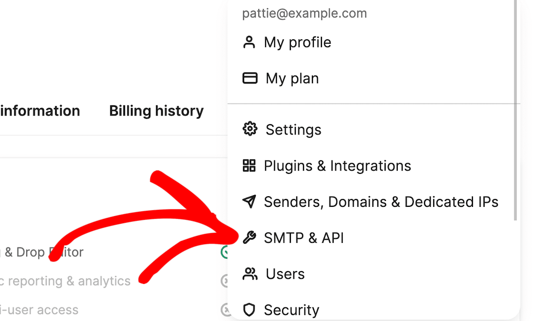 Click on SMTP & API in your Brevo account