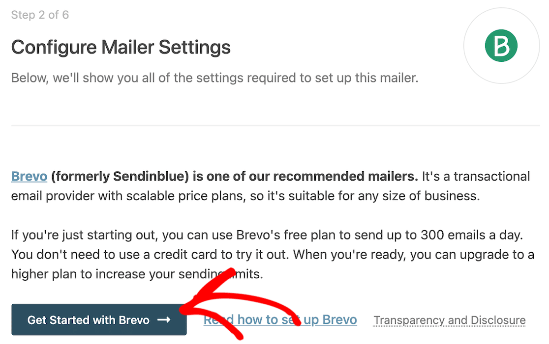 Click on Get Started With Brevo button