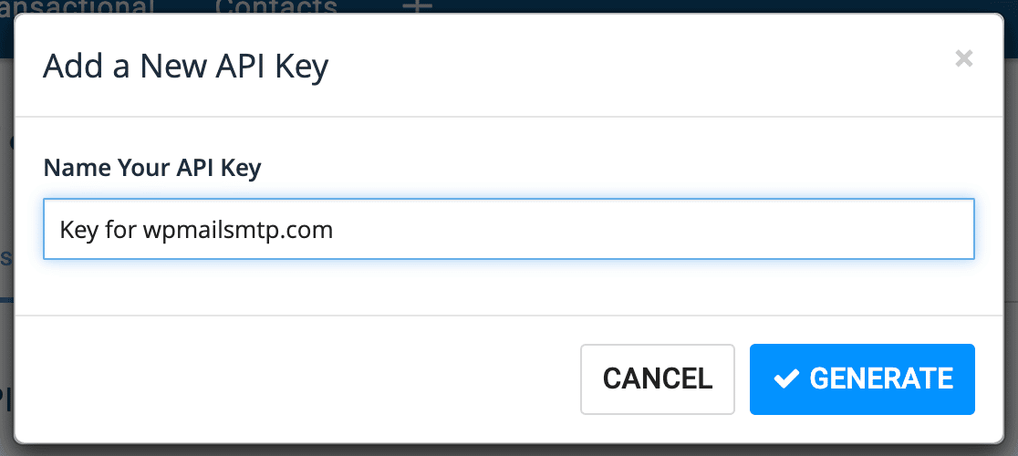 Naming your Sendinblue API key