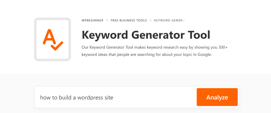 WPBeginner keyword gen tool