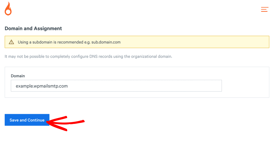 SparkPost domain and assignment