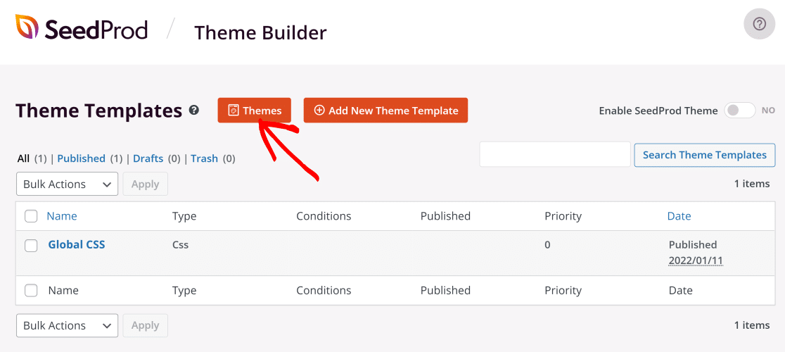 SeedProd theme builder template