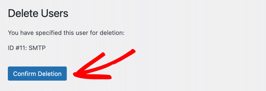 Click confirm deletion button