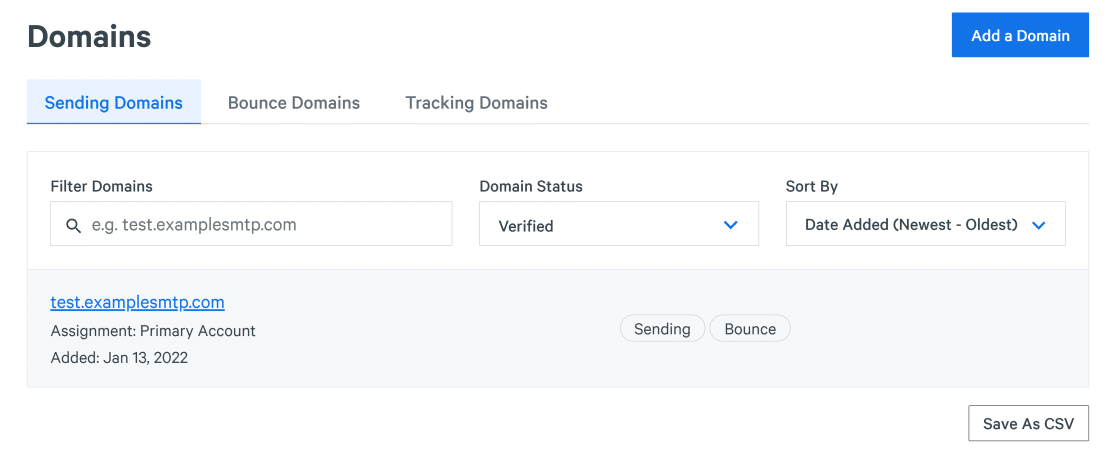 SparkPost domain verified