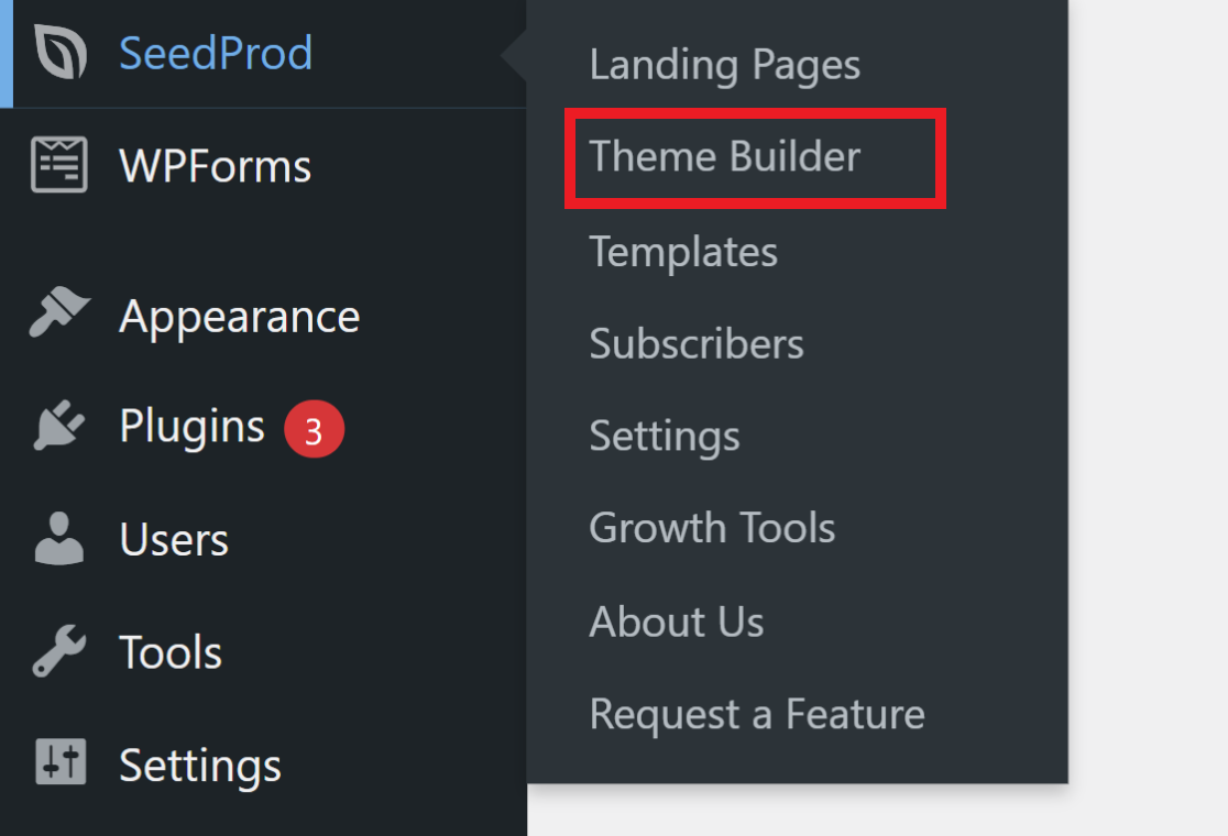 Theme builder menu