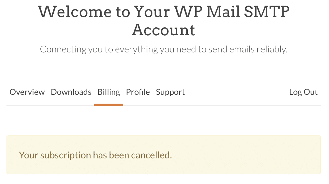 The confirmation message for cancelling WP Mail SMTP