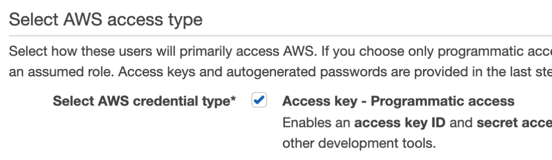 Access key programmatic access