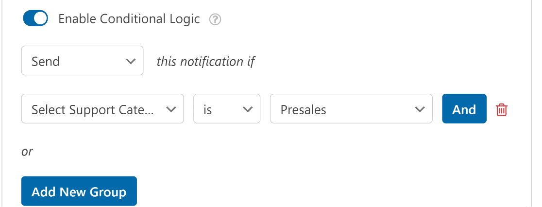 set up conditional notification