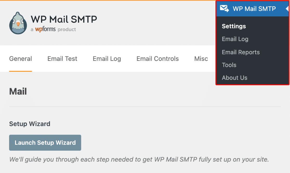 WP Mail SMTP mail settings