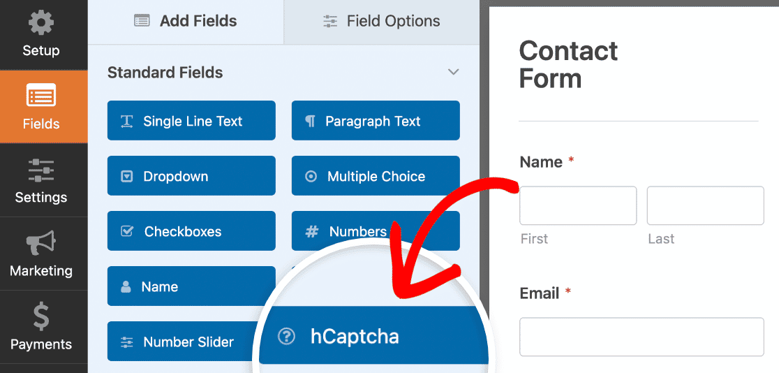 Add hCaptcha to WPForms