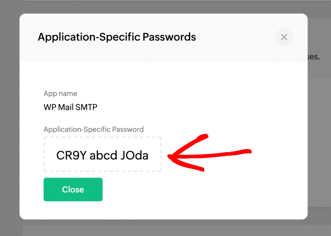 Copy app specific password