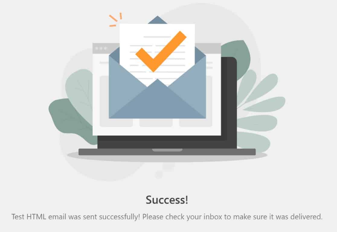 WP Mail SMTP email test success message