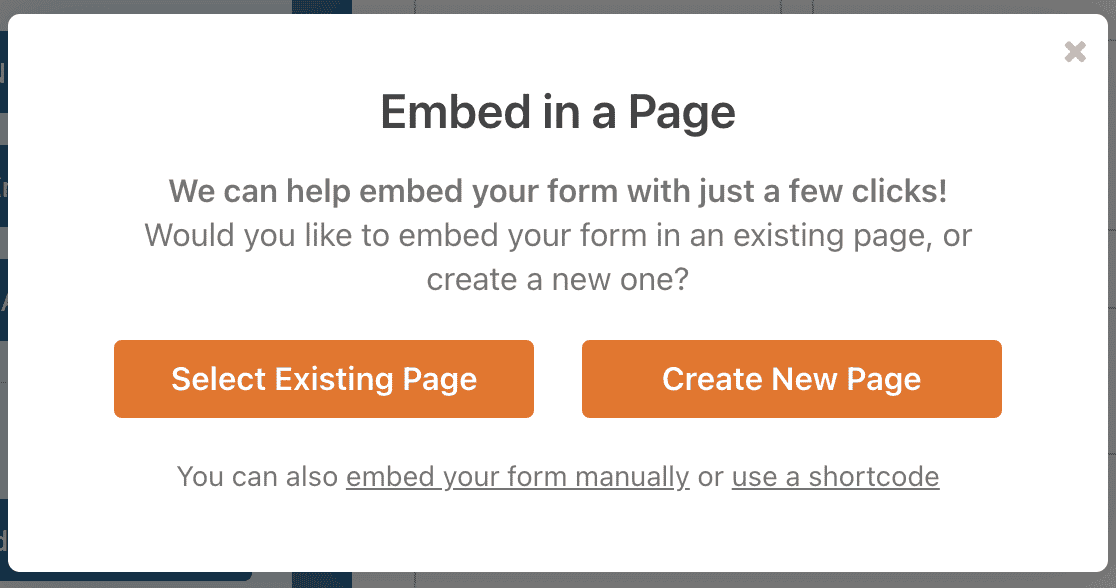 WPForms form embed popup