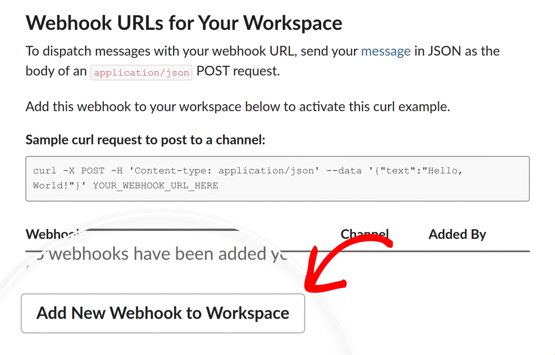 Generate a webhook for your Slack app
