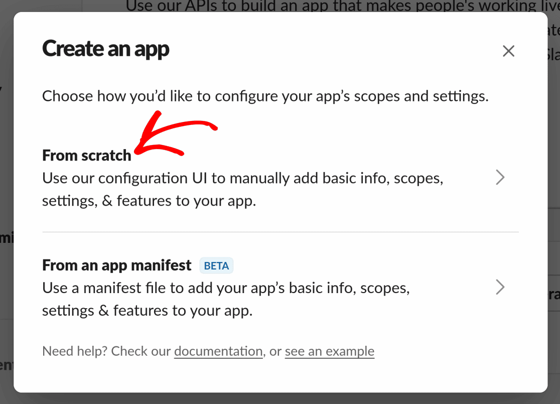 Create a Slack app from scratch