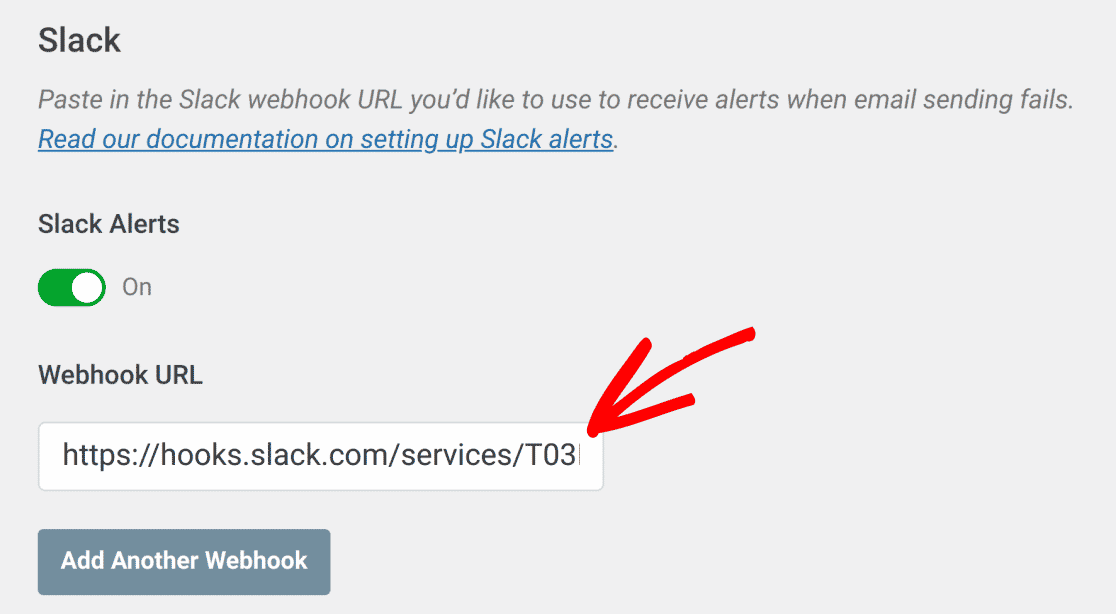 Slack webhook URL added