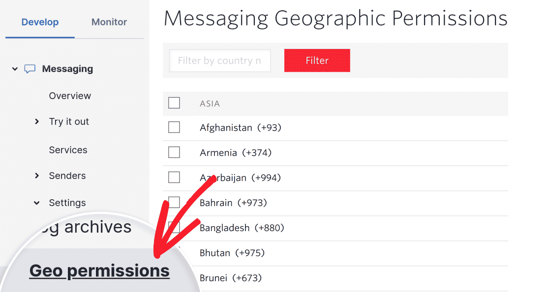 Twilio geo permissions