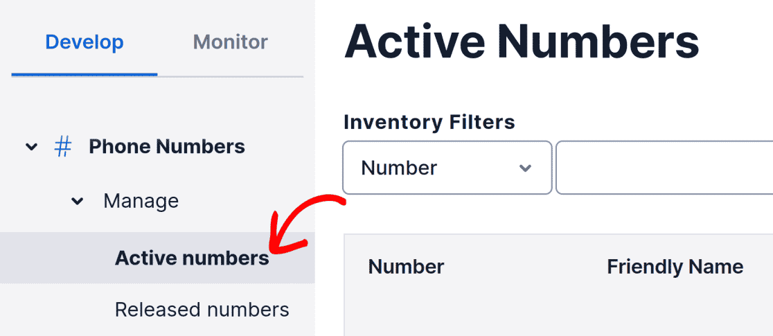 Manage active Twilio numbers