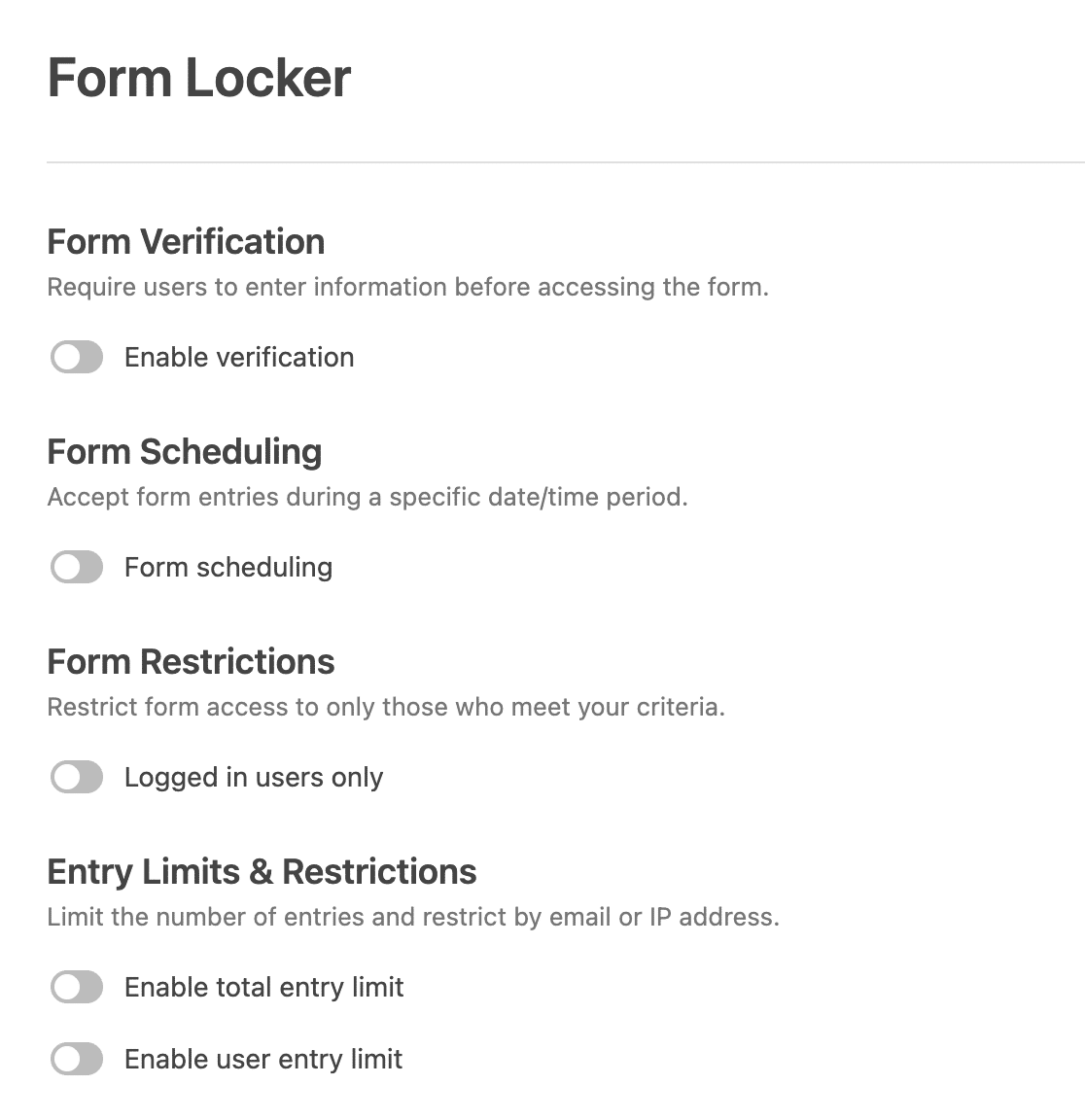 form locker settings
