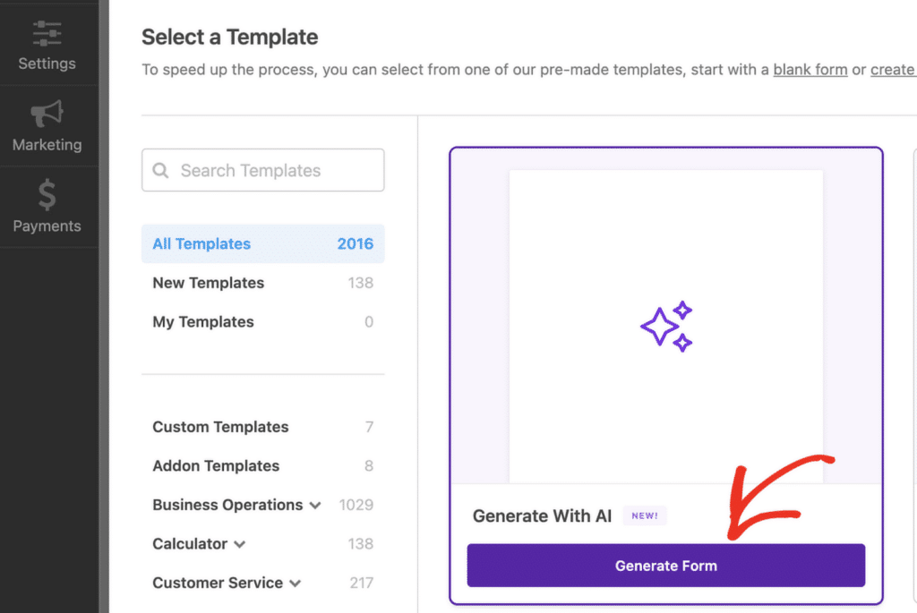 generate form wpforms ai