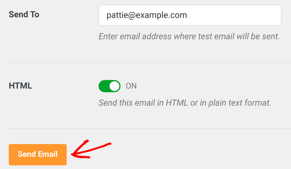 Send a test email from WordPress