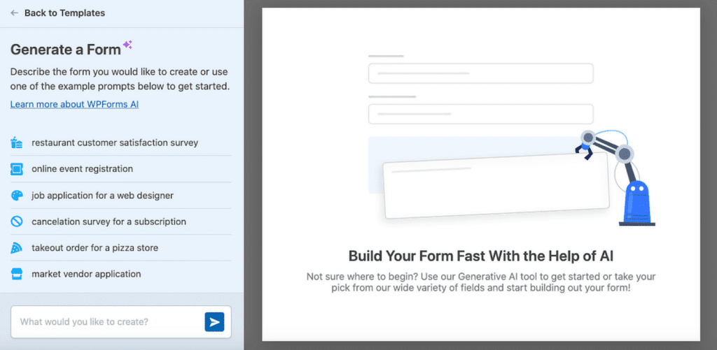 wpforms ai form suggestions