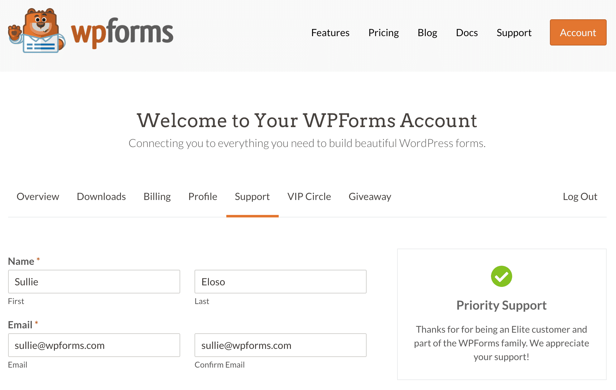 wpforms priority support