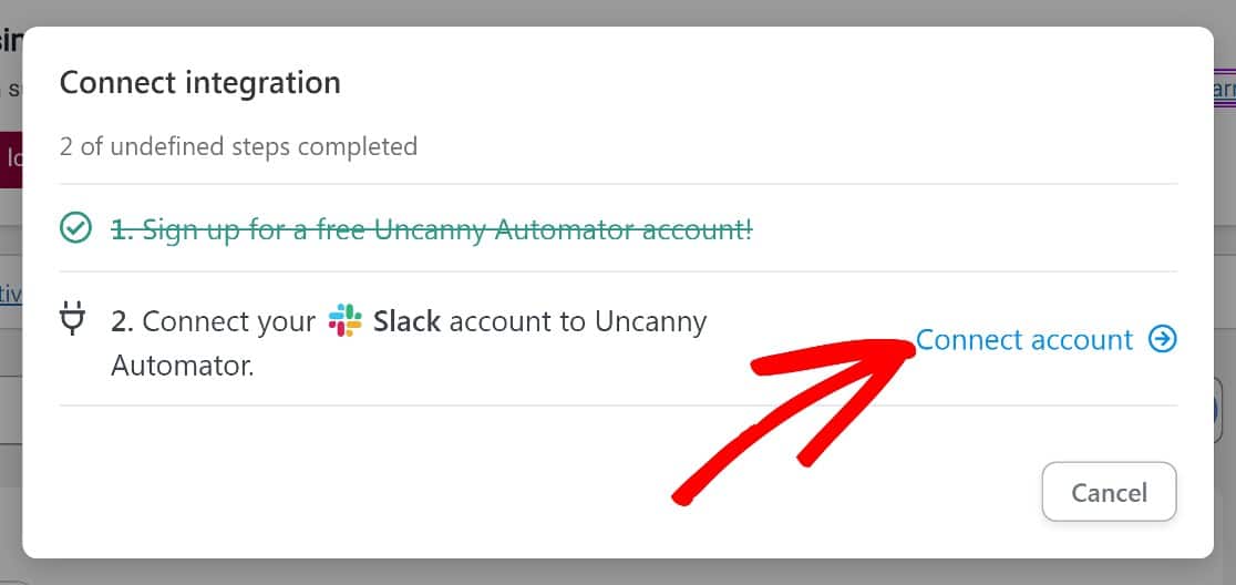 Connect Slack account with UA