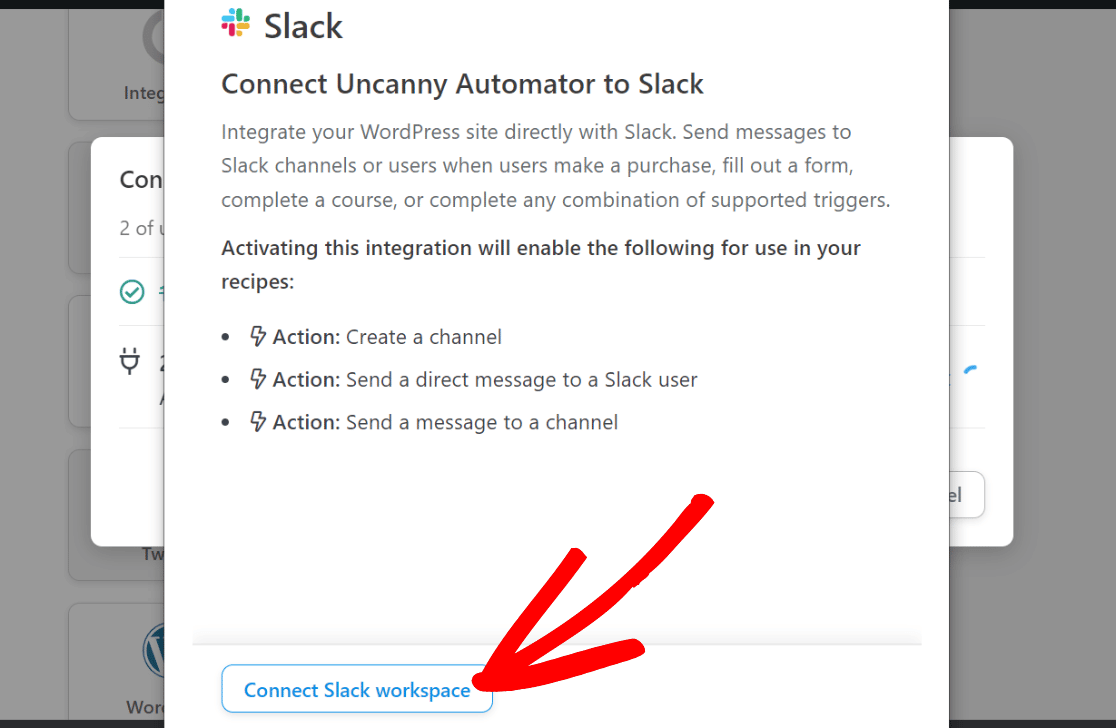 Connect slack workspace
