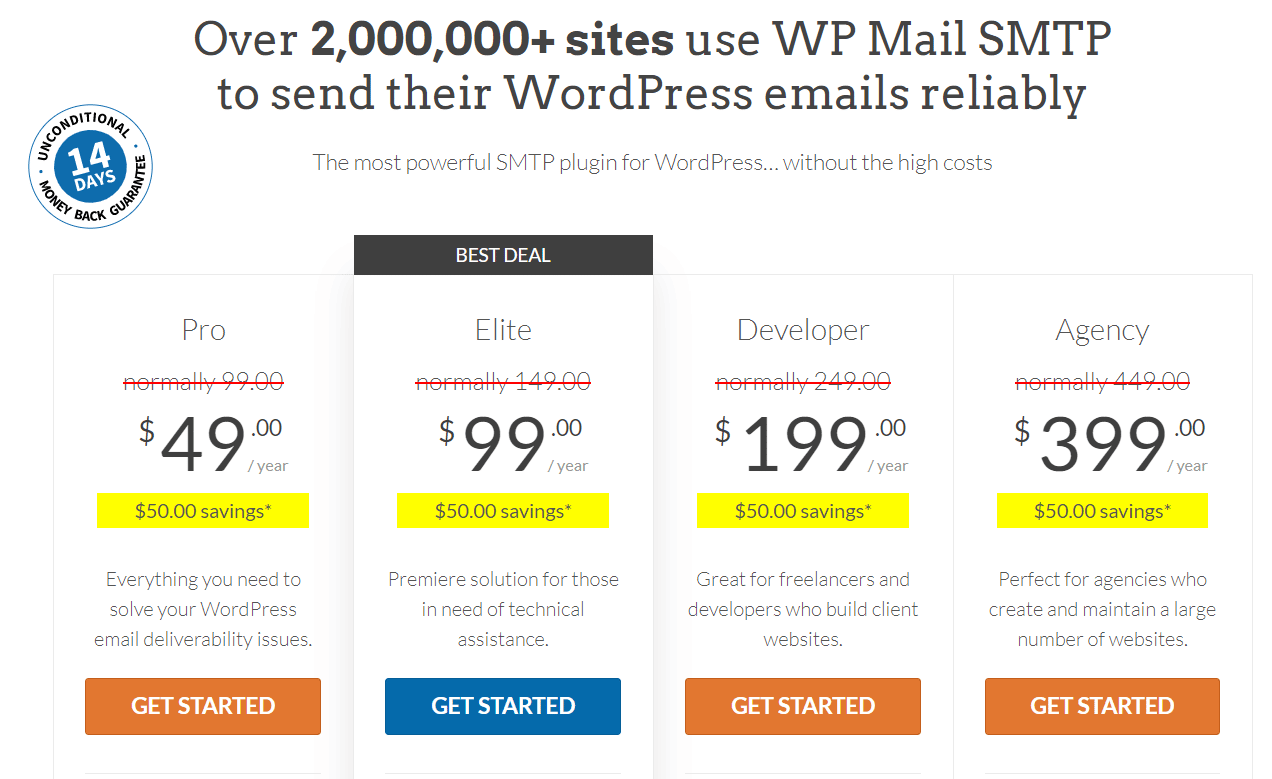 WP Mail SMTP pricing