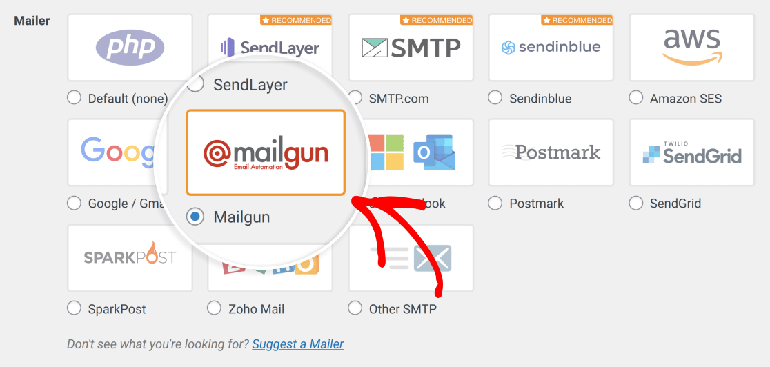 Select Mailgun mailer option