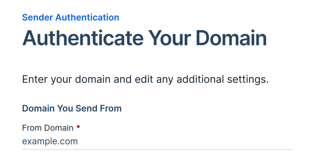 Entering the domain to authenticate in SendGrid